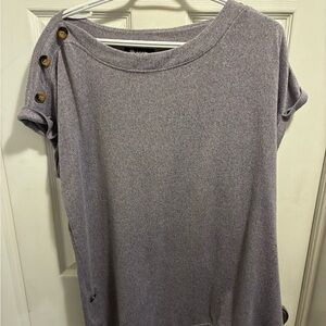 Women's Heather Gray/Mauve  Button-Shoulder Top